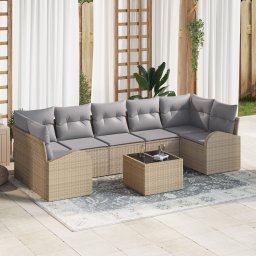 vidaXL Tuin Sofa Set 8 st 7-Aantal zitplaatsen Beige en Grijs