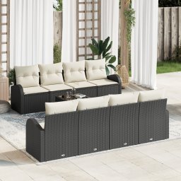 vidaXL Tuin Sofa Set 9 st 8-Aantal zitplaatsen Zwart en Crème