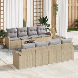 vidaXL Tuin Sofa Set 9 st 8-Aantal zitplaatsen Beige en Grijs