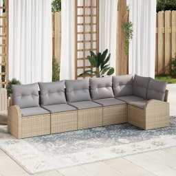 vidaXL Tuinbankenset 6 st Beige en Licht Grijs poly rattan