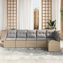 vidaXL Tuinbankenset met kussen 6 pcs Beige en Licht Grijs poly rattan