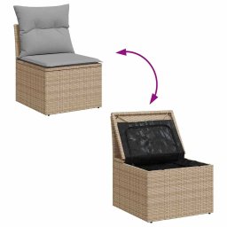 vidaXL Tuinbankenset 7 st Beige en Licht Grijs poly rattan