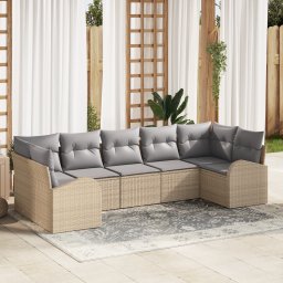 vidaXL Tuinbankenset 7 st Beige en Licht Grijs poly rattan