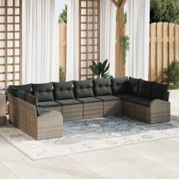 vidaXL Tuinbankenset 10 st Grijs poly rattan