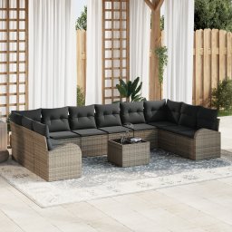 vidaXL Tuinbankenset 11 st Lichtgrijs poly rattan