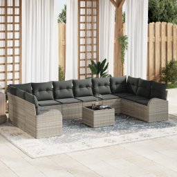 vidaXL Tuinbankenset 11 st Lichtgrijs poly rattan