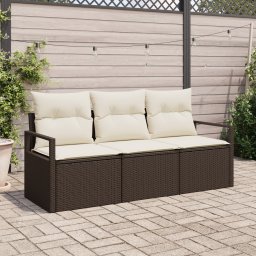 vidaXL Tuinbankenset 3 st Bruin en wit poly rattan