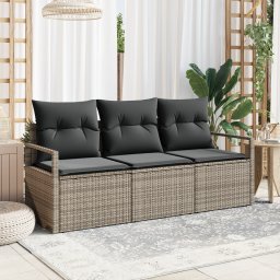 vidaXL Tuinbankenset 3 st Grijs poly rattan