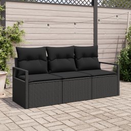 vidaXL Tuinbankenset 3 st Zwart poly rattan