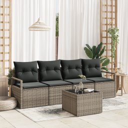 vidaXL Bankstel 5 st 4-Aantal zitplaatsen Grijs poly rattan