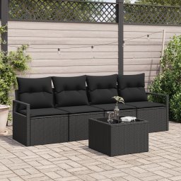 vidaXL Bankstel 5 st 4-Aantal zitplaatsen Zwart poly rattan