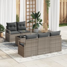 vidaXL Tuin Sofa Set 6 st 5-Aantal zitplaatsen Grijs poly rattan