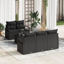 vidaXL Tuin Sofa Set 6 st 5-Aantal zitplaatsen Zwart poly rattan