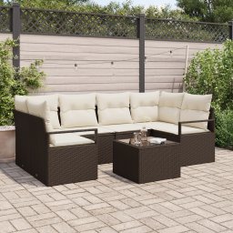 vidaXL Tuin Sofa Set 7 st 6-Aantal zitplaatsen Bruin en Crème