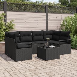 vidaXL Tuin Sofa Set 7 st 6-Aantal zitplaatsen Zwart poly rattan