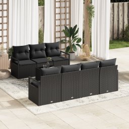 vidaXL Tuin Sofa Set 8 st 7-Aantal zitplaatsen Zwart poly rattan