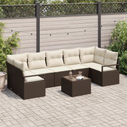 vidaXL Tuin Sofa Set 8 st 7-Aantal zitplaatsen Bruin en Crème