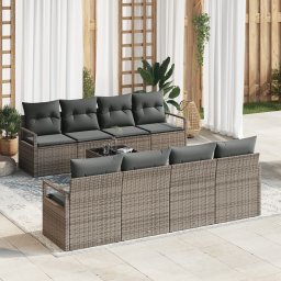 vidaXL Tuin Sofa Set 9 st 8-Aantal zitplaatsen Grijs poly rattan