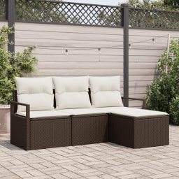 vidaXL Bankstel 4 st Bruin en Crème poly rattan