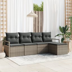 vidaXL Bankstel 5 st Grijs poly rattan