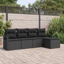 vidaXL Bankstel 5 st Zwart poly rattan