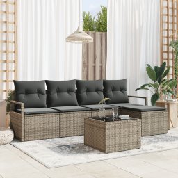 vidaXL Bankstel 6 st Lichtgrijs poly rattan