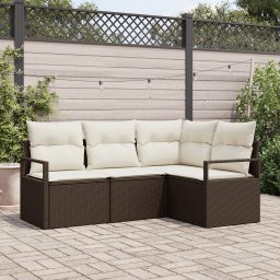 vidaXL Bankstel 4 st Bruin en Crème poly rattan