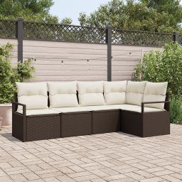 vidaXL Tuinbankenset 5 st Bruin en wit poly rattan