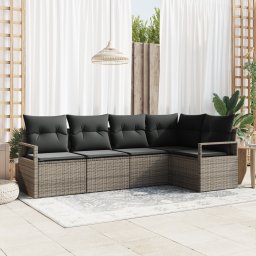 vidaXL Tuinbankenset 5 st Grijs poly rattan