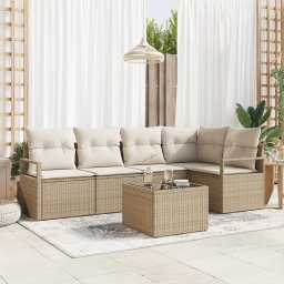 vidaXL Tuinbankenset 6 st Beige en Crème poly rattan