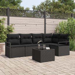 vidaXL Tuinbankenset 6 st Zwart poly rattan