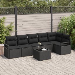 vidaXL Tuinbankenset 7 st Zwart poly rattan