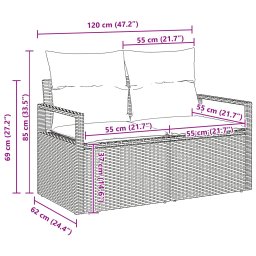 vidaXL Tuinbankenset 7 st Zwart poly rattan