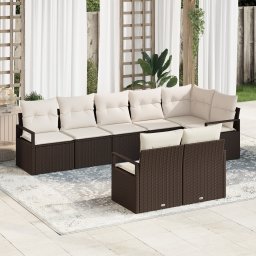 vidaXL Tuinbankenset 8 st Bruin en wit poly rattan
