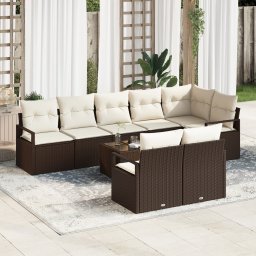 vidaXL Tuinbankenset 9 st Bruin en Crème poly rattan