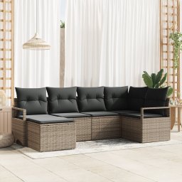 vidaXL Bankstel 6 st Grijs poly rattan