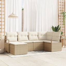 vidaXL Bankstel 6 st Beige en Crème poly rattan