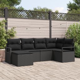 vidaXL Bankstel 6 st Zwart poly rattan