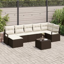vidaXL Bankstel 8 st Bruin en Crème poly rattan