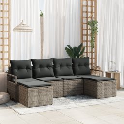 vidaXL Bankstel 6 st Grijs poly rattan