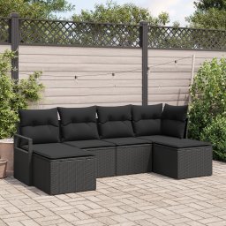 vidaXL Bankstel 6 st Zwart poly rattan