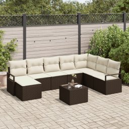 vidaXL Bankstel 9 st Bruin en Crème poly rattan