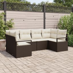 vidaXL Tuinbankenset 6 st Bruin en wit poly rattan