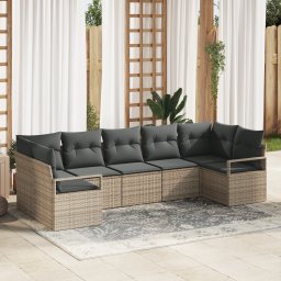 vidaXL Tuinbankenset 7 st Grijs poly rattan