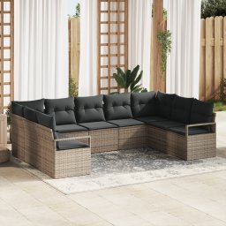 vidaXL Tuinbankenset 9 st Grijs poly rattan