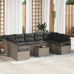 vidaXL Tuinbankenset 10 st Lichtgrijs poly rattan