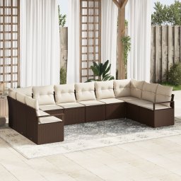 vidaXL Tuinbankenset 10 st Bruin en wit poly rattan