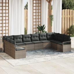 vidaXL Tuinbankenset 10 st Grijs poly rattan