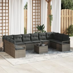 vidaXL Tuinbankenset 11 st Lichtgrijs poly rattan