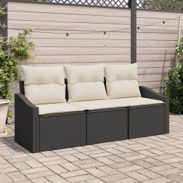 vidaXL Tuinbankenset 3 st Zwart en Wit poly rattan